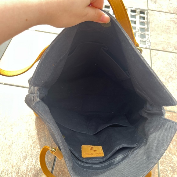 BASEBALLISM GENUINE BASEBALL LEATHER AND CANVAS Black and Tan Tote Bag - Picture 7 of 7